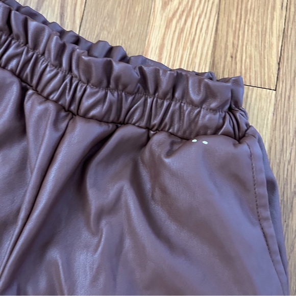 High waisted Brown Faux Leather Jogger Pants Size Small - Picture 2 of 2